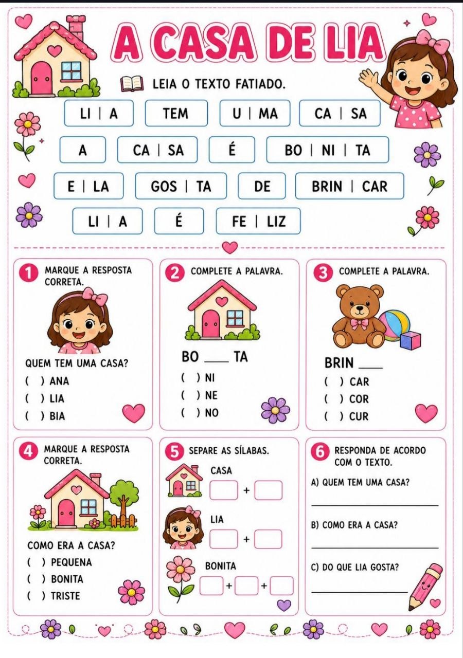 Exemplo de atividade pedagógica 4 do Kit de Textos Fatiados