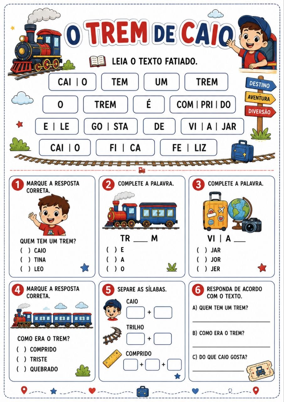 Exemplo de atividade pedagógica 7 do Kit de Textos Fatiados