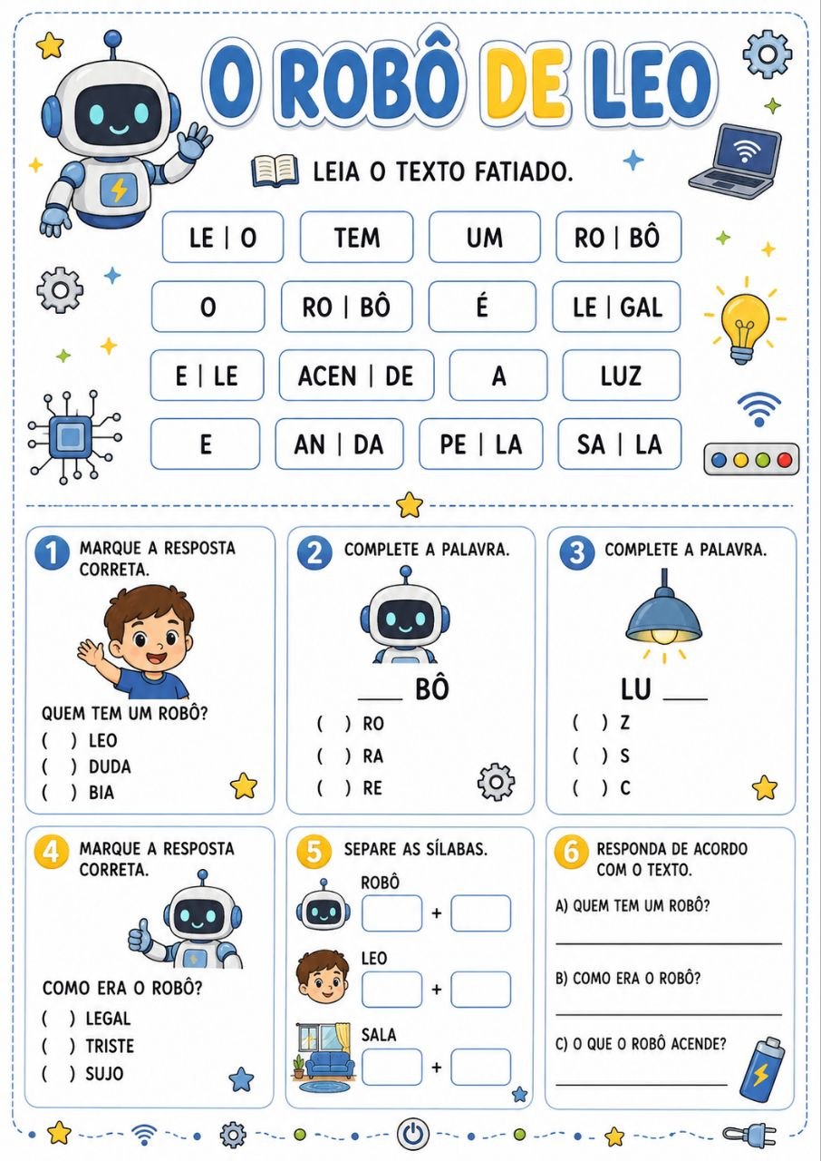 Exemplo de atividade pedagógica 5 do Kit de Textos Fatiados