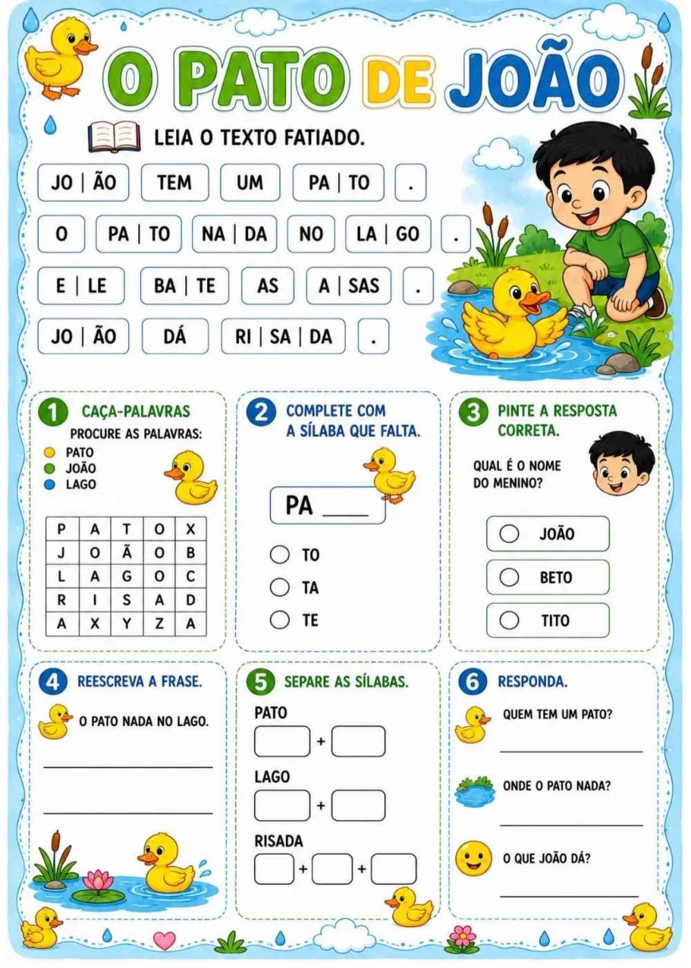Exemplo de atividade pedagógica 1 do Kit de Textos Fatiados